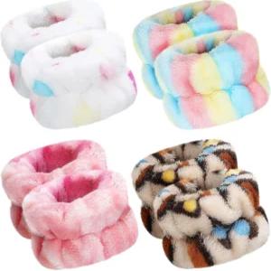 8개 손목 스파 워시밴드 조절식 워시 타월 밴드 흡수식 얼굴 워싱 여성용 재사용 가능한 스웨트밴드