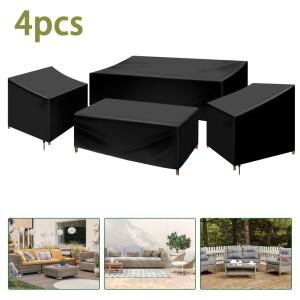 튼튼한 방수 파티오 가구 커버 세트, 옥스포드 천, 야외 드로스트링 포함, 4 개