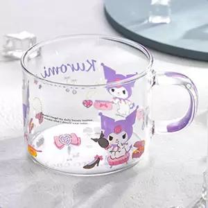 쿠로미 컬러 손잡이 유리컵 450ml이유식기 아동 유아 스텐 물컵 양수 빨대