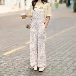 여성 여름 핑크 플라워 패턴 와이드 점프슈트 37000729)