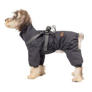 소형견을 위한 네 발 풀 커버리지 개 비옷, 하네스가 내장된 방수 반사 스트립이 있는 조절 가능한 강아지 의류(S)