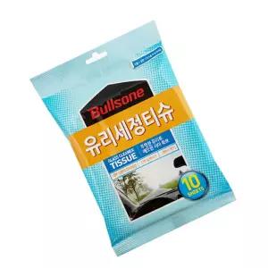 유리세정 티슈 10매 청소 창문 얼룩 자동차유리 유막제거 거울 코팅 물티슈