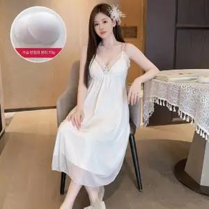 망사 빈티지 슬립 패드 센슈얼룩 나시 프렌치 커플 잠옷세트 레이스 잠옷 롱스커트 MN 인기1