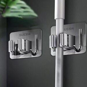1PC 3PCS 6PCS 9PCS MOP HOOK STORAGE FR WALL HANGER CLIP PERFORATION HANGING STI BATHROOM BROOM DEVICE