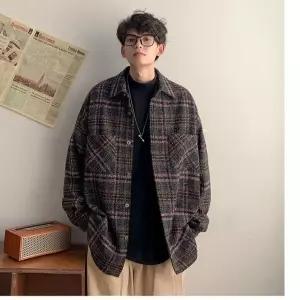 남성 빈티지 모직 하프 자켓 칼라 루즈핏 시티보이 코트 봄가을 주니어 깔끔한 인기3