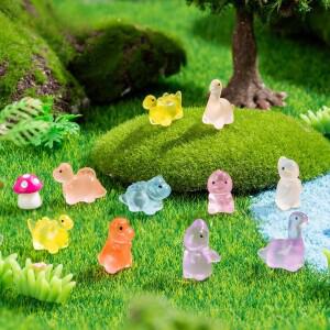 50/100PCS 미니어처 레진 발광 공룡 요정 정원 장식 밤에 빛나는 미니 공룡 홈 마이크로 랜드스케이프 장식