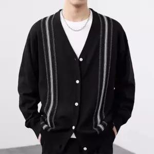 남사친 니트 캐주얼 데일리룩 다운 톤 브이넥 카디건 얇은 코트 스트라이프 봄가을 시크 인기3