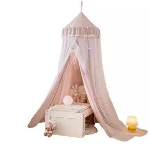 원형 침실커텐 캐노피 공주님침대 로맨틱한 쉬폰 침실꾸미기