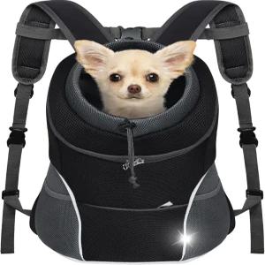 YUDODO 강아지 앞 캐리어 백팩 작은 고양이를 위한 조절 가능한 통기성 반려동물 안전벨트가 달린 통풍
