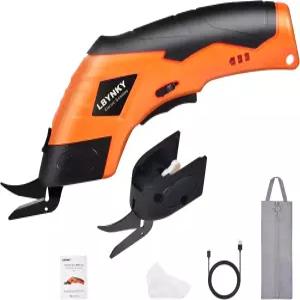 칼날 2개가 달린 패브릭용 LBYNKY 무선 전기 가위 안전 잠금 장치가 있는 3.6V 슈퍼 카펫 판지 가죽 재봉용