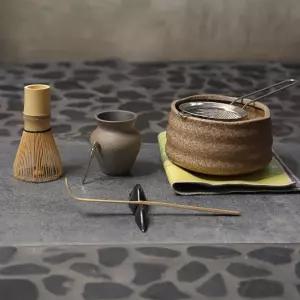 8Pc 전통 일본 말차 다도 세트 - 라떼 및 의식용 등급의 차를 위한 키트 거품기 그릇 체 스쿱 홀더 청소