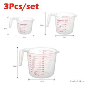 3Pcs 키트 베이킹 액체 측정 컵 PVC 스케일 플라스틱 볼륨 비커 주방 도구