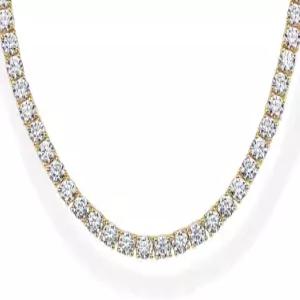 파보이 14K 금도금 3mm 시뮬레이션 다이아몬드 테니스 목걸이 ？ 여성용 청키 롱 사이즈 16인치 및 18인치