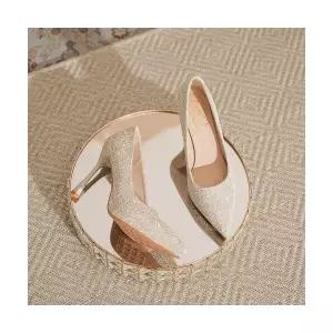 올요아 여성 키작녀 하이힐 프렌치 샴페인색 웨딩화 가보시 신부 여주단 펌프스 발에 무리가 가지 않음 꾹5