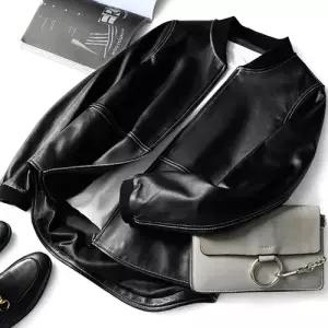 블랙팬서 블랙 점퍼 여성코트 양 가죽 숏봄가을 리얼 코트 야구 쉐입 OPH1