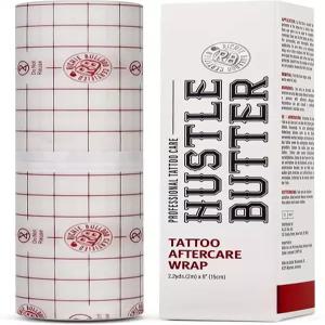 허슬 버터 세컨드 스킨 타투 랩 - 6인치 x 2.2야드 투명 접착 롤 쉽게 바르고 제거할 수 있으며 지저분하지