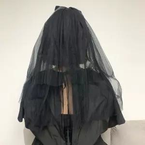 블랙 리본 웨딩베일 셀프웨딩 결혼식 사진 할로윈 소품