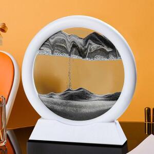 [2개구성] 때리기 시계 슬로우 모래 오브제 액자 아트 인테리어 움직이는 원형 샌드 멍 그림 LWD2B320