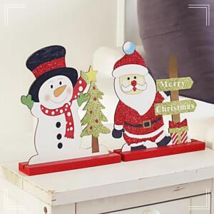 [2개구성] 용 품 인테리어 산타 눈사람 장식 만들기 반짝이 소 트리 현관문 오너먼트 벽 성탄 집 HWBA3BB9