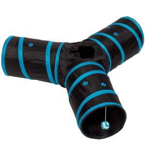 고양이 터널 - 접을 수 있는 3가지 놀이 토끼, 고양이, 개를 위한 튜브 펀 블랙 / 아쿠아