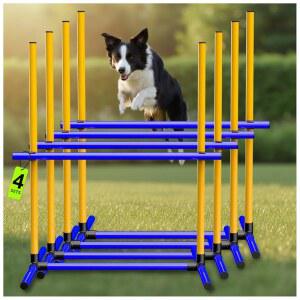 마이코비 반려견 민첩성 허들 훈련 세트, 실내 및 실외 뒷마당 운동을 위한 4세트 점프 바 장비