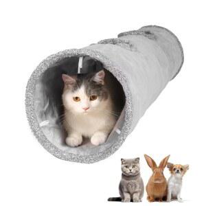 실내 고양이를 위한 코스무스모 51인치 엑스트라 롱 고양이 터널, 장난감과 두 들여다볼 수 있는 접이식 애완동물 놀이 튜브, 큰 은신처, 고양이, 토끼, 페럿, 강아지