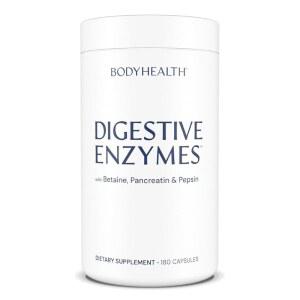 바디헬스 소화 효소 풀 스펙트럼 지원(180캡), 베타인, 펩신, 및 프로바이오틱스가 함유된 췌장 BPP, 위 팽만감 , 변비