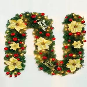 크리스마스 가랜드 긴 리스 현관문 포토존 장식품 가정 매장