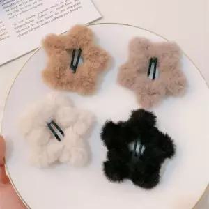 따뜻 밍크 퍼 별 똑딱핀 머리핀