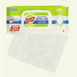 [2개구성] 3M 찌든때 60매 세정티슈 주방 일회용행주 노 스크래치 5585 티슈 LWB22633
