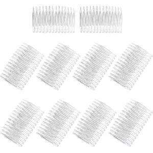 팡다 10피스 클리어 헤어 빗 여성 클립 14개 치아 플라스틱 신부 결혼식 베일 빗으로 섬세한 스타일링