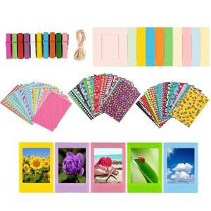 후지필름 인스탁스 미니 8/9/11/12 카메라용 튼튼한 타이거 컬러 번들 키트 액세서리 - 스티커 프레임, 플라스틱 책상 끈 달린 클립으로 구성된 다양한