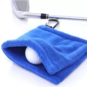 [골드스마일]청소 타월 골프공 수건 극세사 휴대용 버클 블루