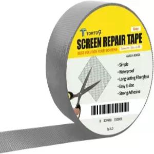 TOTO9 창문 스크린 수리 키트 3겹 강력 및 방수 테이프 유리 커버 메시(회색 2인치 x 6.5피트)