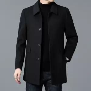 남성반코트 하프 울 중년 남자 코트 정장 겨울 아우터
