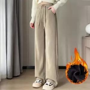 여성 겨울 기모 융 안감 솜 바지 트레이닝 와이드 팬츠 AVT8+7FyW