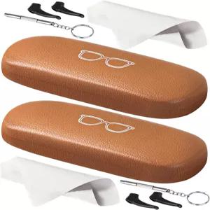 레이러브 안경 케이스 2팩 남녀 공용 하드 쉘 PU 가죽 액세서리 포함