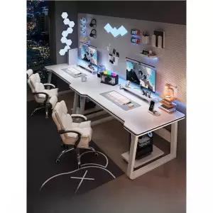 게이밍 데스크 2인 듀얼 화이트 책상 대형 게이머용 컴퓨터 (200x60cm)