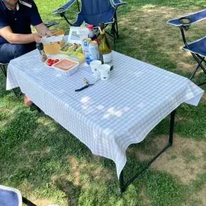 [콩심팥심]PVC 방수 테이블보 4인용 체크브라운