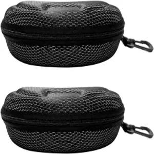 Yamrots 지퍼 하드 선글라스 케이스 휴대용 여행용 안경 플라스틱 후크 포함