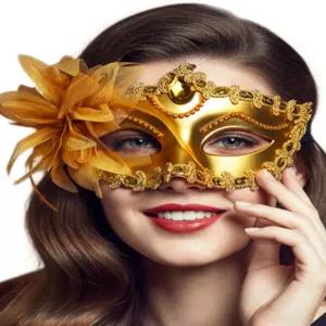 매악스 블랙 가면극 마스크 파티용 베네치아 안티파즈 플라워 레이스 우아한 파티 의상 액세서리