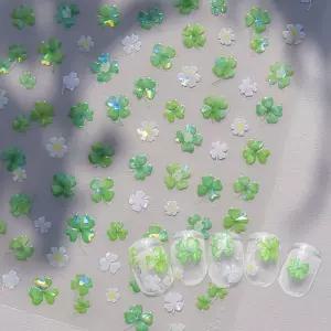 네일아트 행운듬뿍 초록초록 네잎클로버 엠보스티커 엠보네일스티커