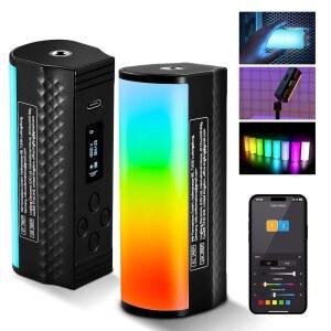 NEWER 프로 마그네틱 핸드헬드 라이트 완드(APP DMX 제어 / 커스텀 이펙트 그룹 포함), 360 풀 RGB, 2600mAh 2500~10000K 디밍블 LED 조명 CRI97 17 장면 비디오 녹화 스트리밍, TL98C