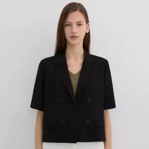 백화점 리스트 린넨 크롭 더블 자켓 TWWJKP62080