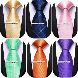 배리.왕 남성 6 PCS 타이 실크 스트라이프 페이즐리 체크 플로럴 넥타이 직조 웨딩 비즈니스 파티 3.34