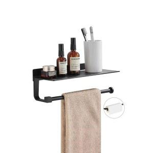 욕실용 핸드 타월 홀더 - 종이 벽걸이 블랙 선반 포함 키친