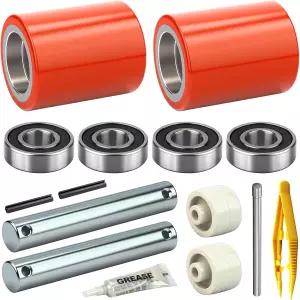 액슬 프론트 로드 롤러 3인치 x 3.75인치 베어링 포함 대부분의 핸드 팔레트 잭을 위한 잭 휠 교체 GASHER