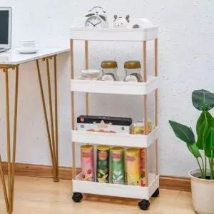 [생활] 슬림형 4단 이동식 수납선반 세탁실 주방 틈새트롤리 정리함