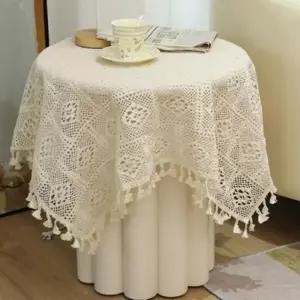 [셀러에이드]레이스식탁보 베이지 테이블보 빈티지 130x180cm 대형식탁보 테이블천