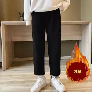 트레이닝바지 겨울 남녀공용 스판 기모 세미와이드 바지 팬츠